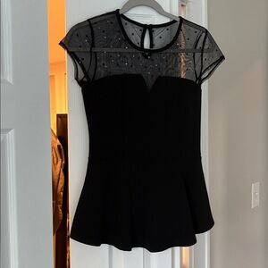 Black Cap Sleeve Peplum Top